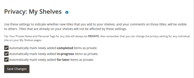Shelves privacy